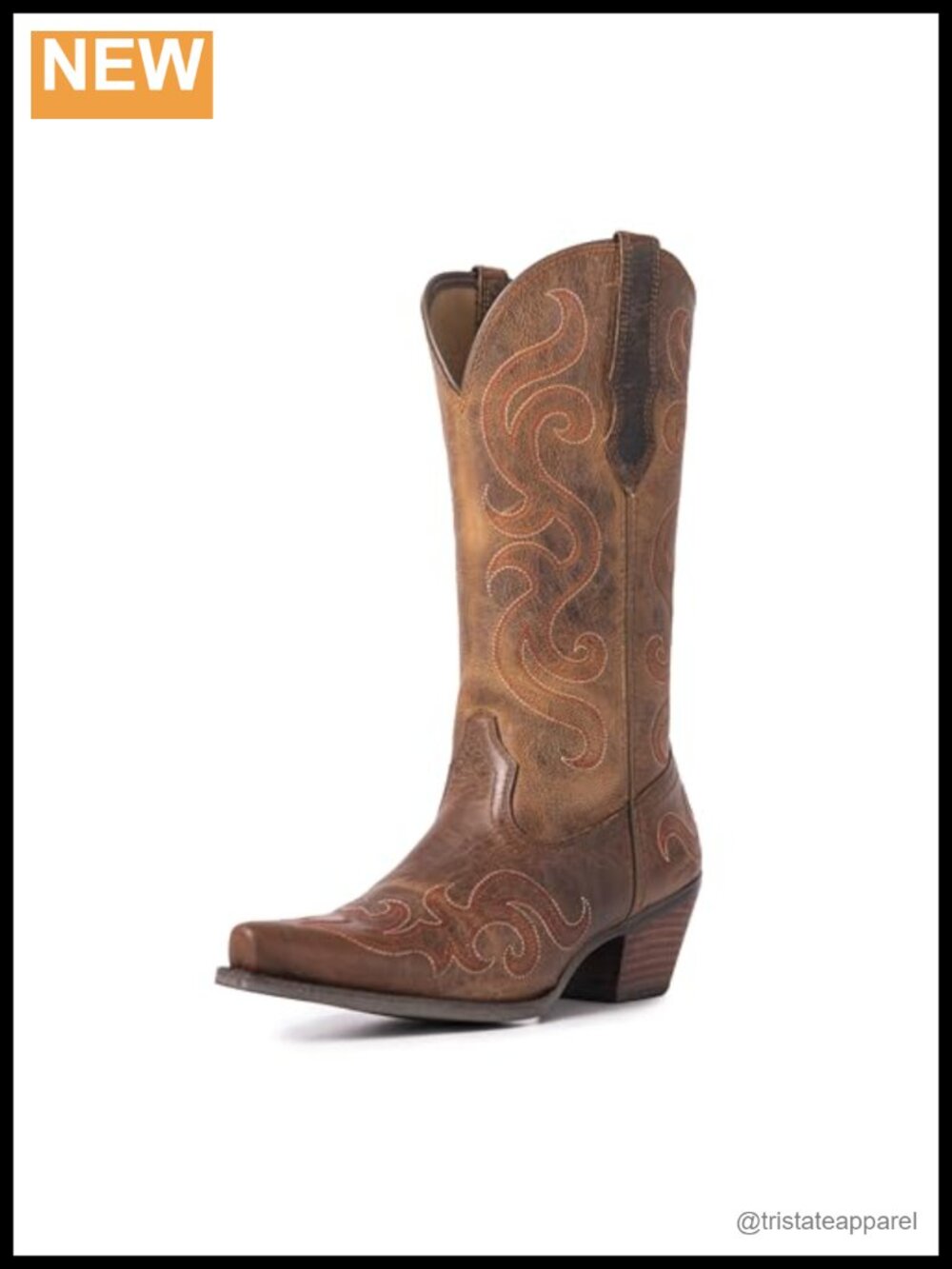 Genuine Leather Cowboy Boots for Women Wide Calf Hand-Embroidered Pointed Toe
